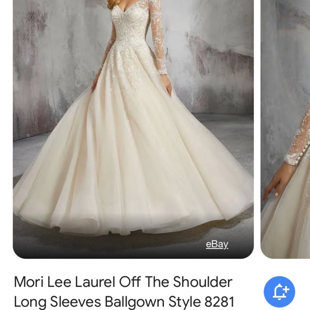 Mori Lee Ivory Lace Off-Shoulder Ballgown